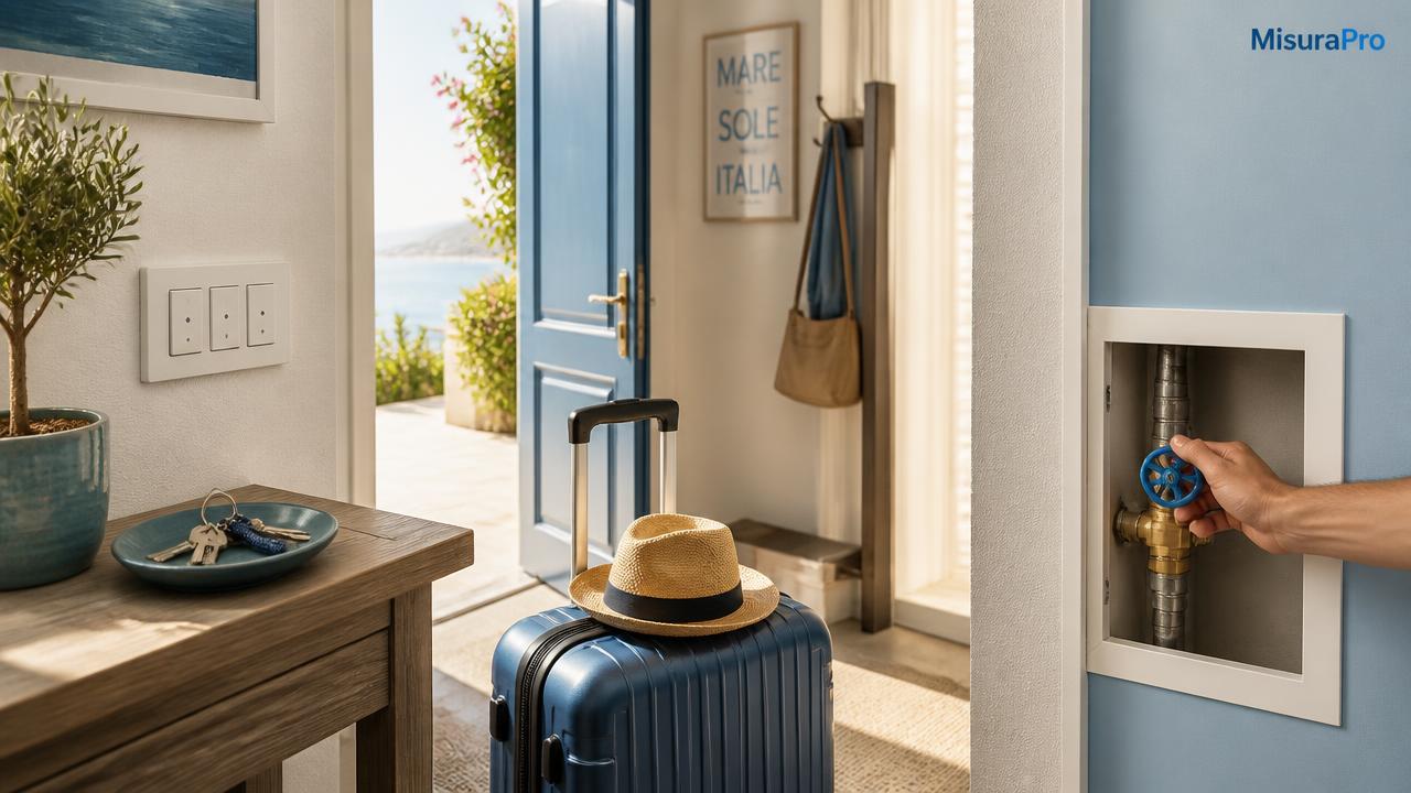 Cosa fare in casa prima di partire per le vacanze: la checklist 2026 Cosa fare in casa prima di partire per le vacanze: la checklist 2026 — guida MisuraPro